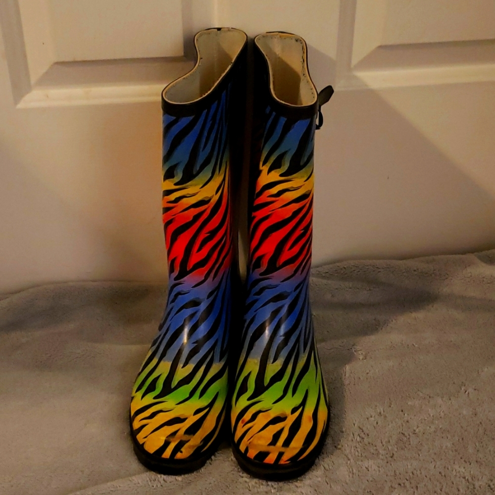 Fun colorful rain boots.